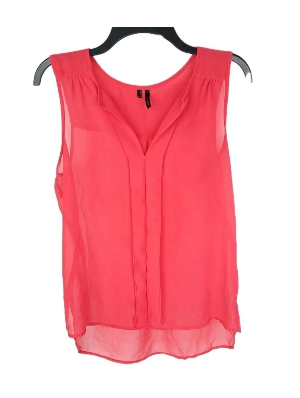 Maurices Top Womens Medium V Neck Blouse Sheer Sleeveless Pullover Pink Tank
